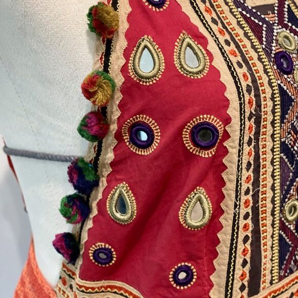 Free People Regina Mosaic embellished Ethnic Midi Designer Boho Chic Long Dress - Picture 7 of 16